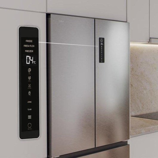 Frigorifero Quattro Porte Cecotec Bolero CoolMarket F2D 458 SBI Total No Frost 189cm 458L E Inox Display LED Inverter