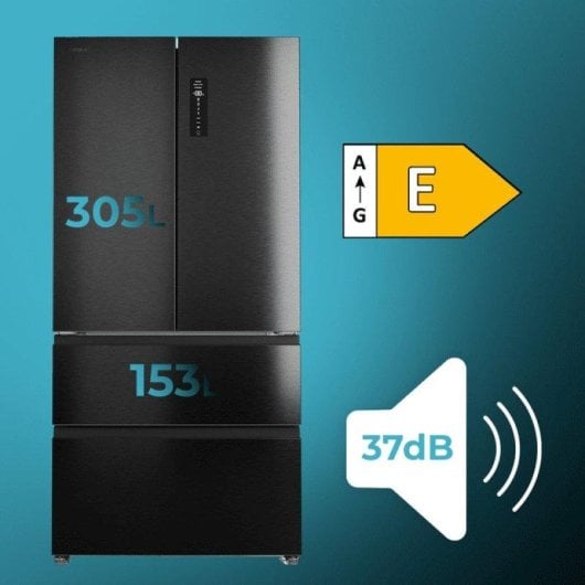 Kühlschrank Vier Türen Cecotec Bolero CoolMarket F2D 458 SBI Dark E Total No Frost 189 cm 458L E Schwarz