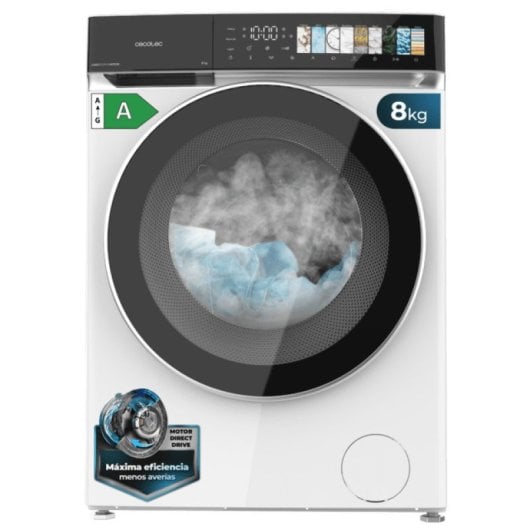 Lavadora Cecotec Bolero DressCode 8970 Carga Frontal 8 kg 1400 rpm A Blanca Puerta XXL Vapor