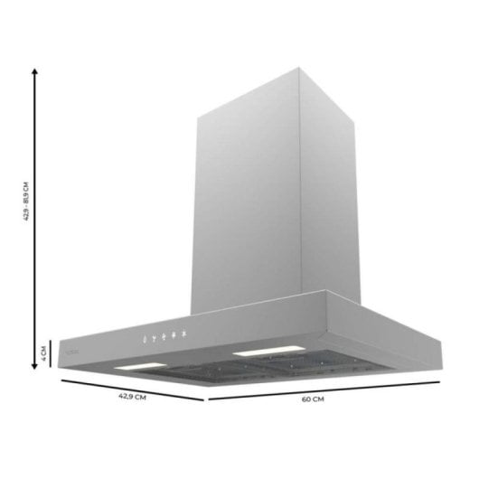 Campana extractora Cecotec Bolero Flux TT 604000 Inox Succión 393m3/h 60cm con control táctil