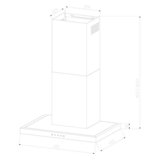 Campana extractora Cecotec Bolero Flux TT 604000 Inox Succión 393m3/h 60cm con control táctil