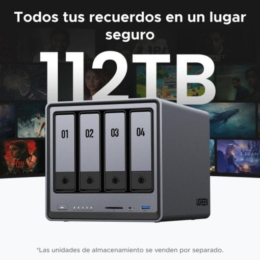 NAS Ugreen 25372B 112TB, 2.5GbE, IA, Nube Privada, Sin Discos, USB 10Gbps