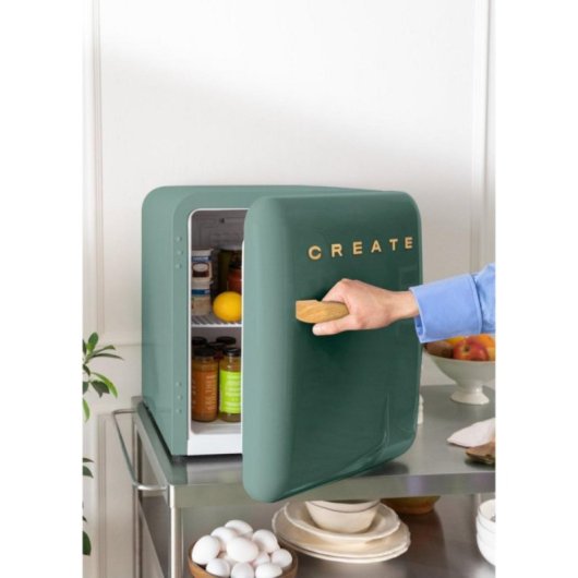 Create Frigorífico Mini Retro 48L ECO Friendly R600a Verde/Madera F
