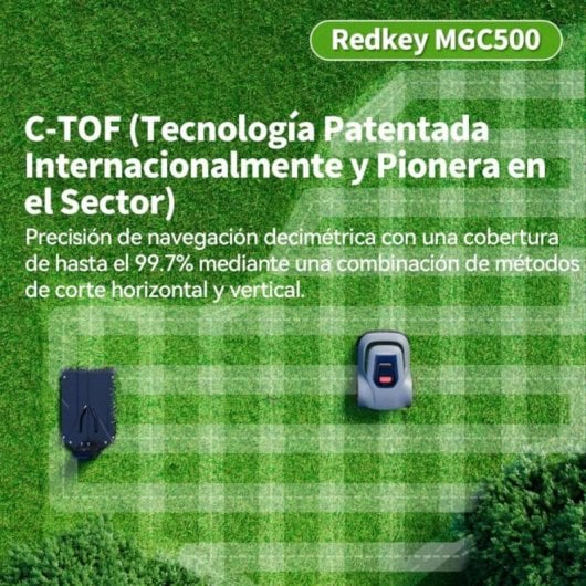Robot cortacésped Redkey MGC500 navegación C-TOF, hasta 800m², pendiente 45%, IPX6