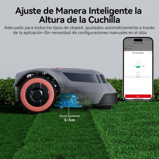 Robot cortacésped Redkey MGC500 navegación C-TOF, hasta 800m², pendiente 45%, IPX6
