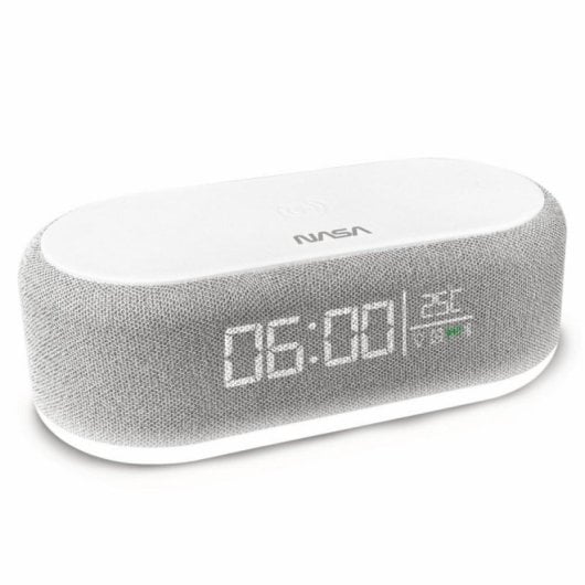 Despertador NASA SPC400 Doble Altavoz 10W, Carga Inalámbrica 15W y Luz Nocturna