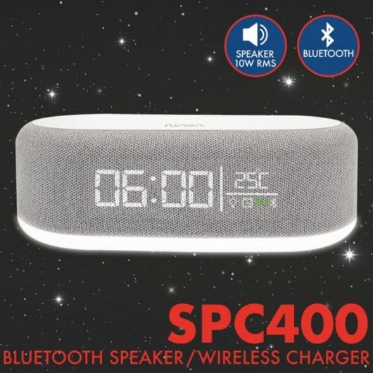 Despertador NASA SPC400 Doble Altavoz 10W, Carga Inalámbrica 15W y Luz Nocturna