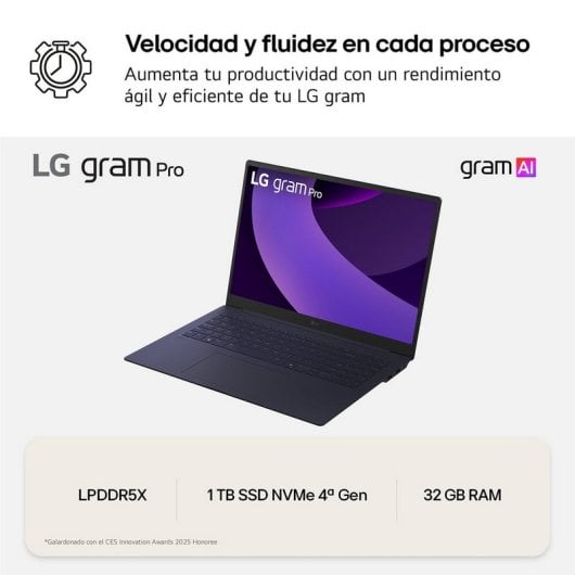 Ordinateur portable LG Gram 16Z90TS-G.AU99B 16" Intel Core Ultra 9 32GB 1TB SSD Windows 11