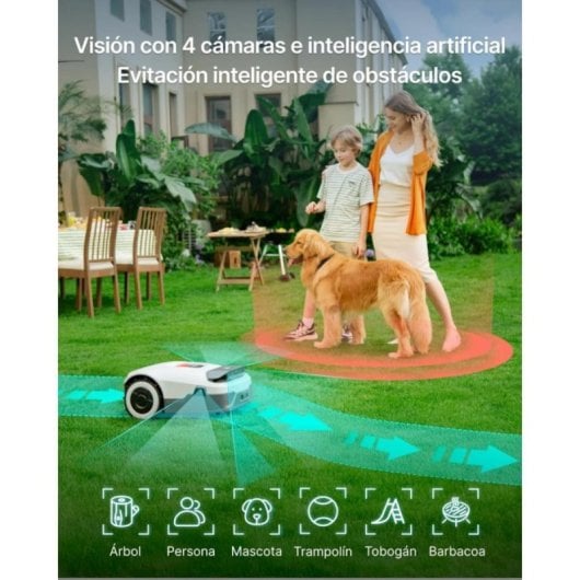 Robot cortacésped Redkey Genie 600 Sin Cable Perimetral RTK Full Band 900m² IA Multizona