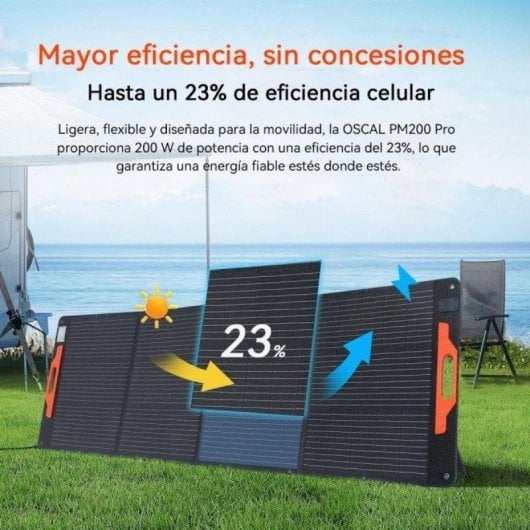 Painel Solar OSCAL PM200Pro 200W Multi-adaptador Dobrável Resistência IP67