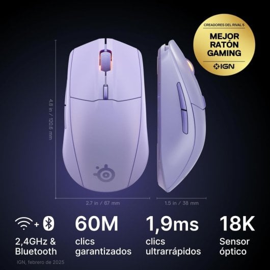 Maus STEELSERIES kabellos 18000 DPI 2,4 GHz Bluetooth beleuchtet Aqua