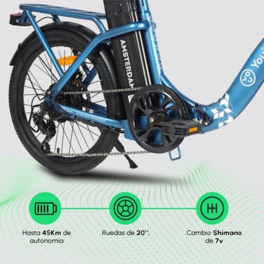 Bicicleta eléctrica urbana YOUIN Amsterdam BK1003 250W 7V Plegable Suspensión 20" Acero