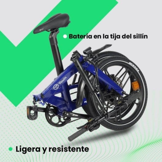 Bicicleta eléctrica YOUIN Marbella BK1350 plegable motor 250W frenos hidráulicos batería extraíble