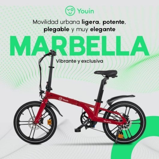 Bicicleta eléctrica YOUIN Marbella BK1350 250W 20” Plegable Hidráulica 40km autonomía