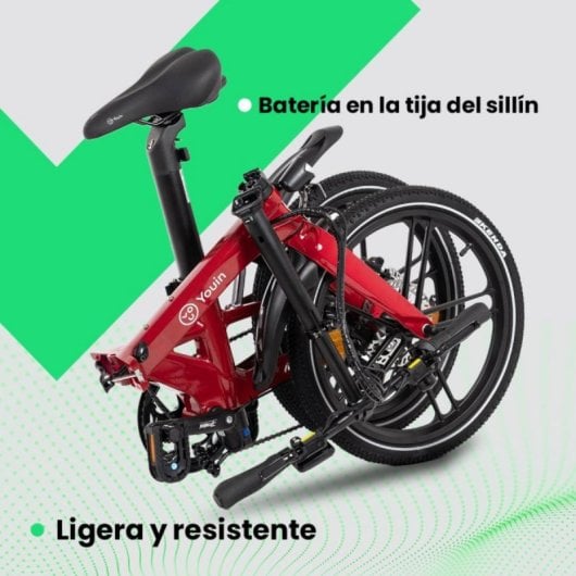 Bicicleta eléctrica YOUIN Marbella BK1350 250W 20” Plegable Hidráulica 40km autonomía