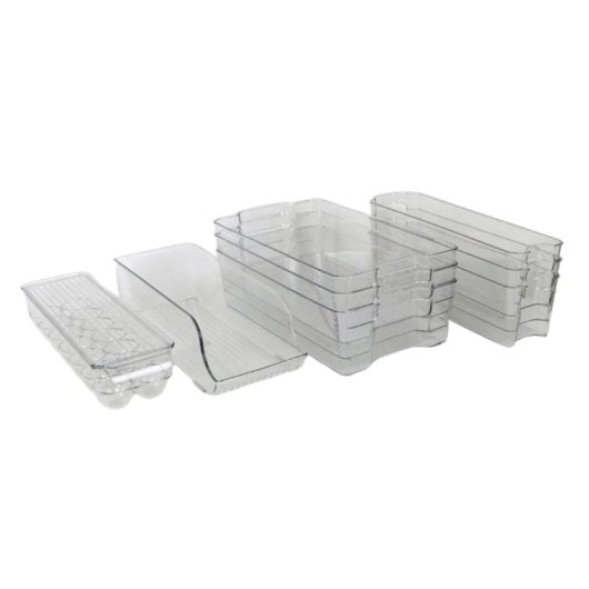 Set De Organizadores Klack – 8 Piezas De Plástico Transparente | Para Nevera, Cocina, Baño Y Hogar | Apilables Y Libre D