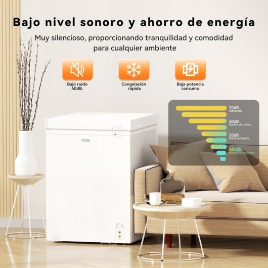 Congelador Horizontal VOK de 99 L Ancho 55 cm Función Dual Bajo Consumo Autonomía de 19 h Blanco