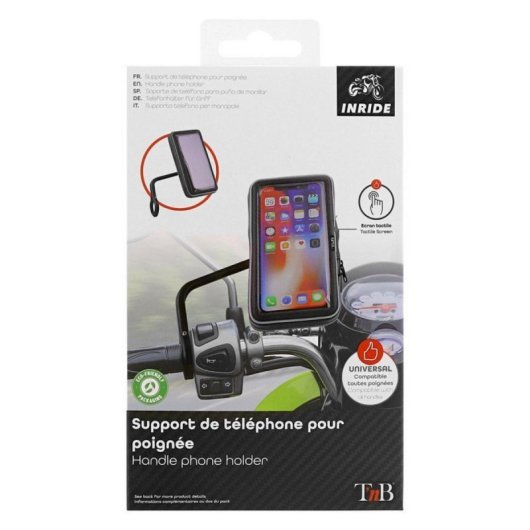Soporte moto universal impermeable para smartphone hasta 7" con rotación 360º y almacenamiento