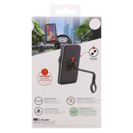 Soporte moto universal impermeable para smartphone hasta 7" con rotación 360º y almacenamiento