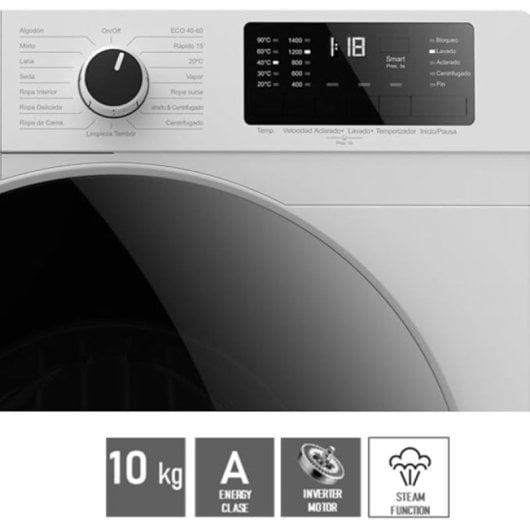 Lavadora VOK EVW-10BAWB13 Carga Frontal 10kg 1400RPM Inverter Blanco A