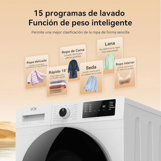 Lavadora VOK EVW-10BAWB13 Carga Frontal 10kg 1400RPM Inverter Blanco A