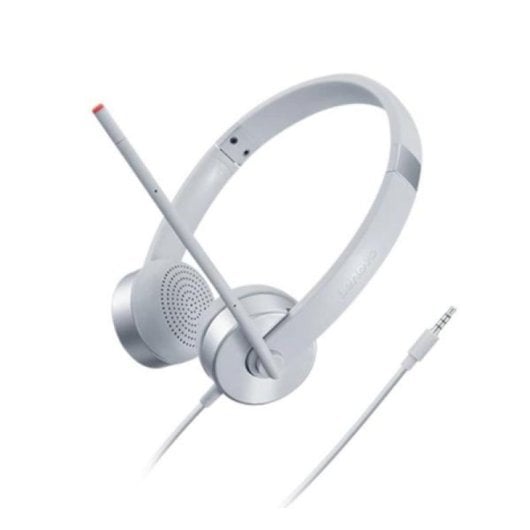 Auricular Lenovo 100 Stereo Analogue Headset Micrófono Giratorio Plata/Oficina