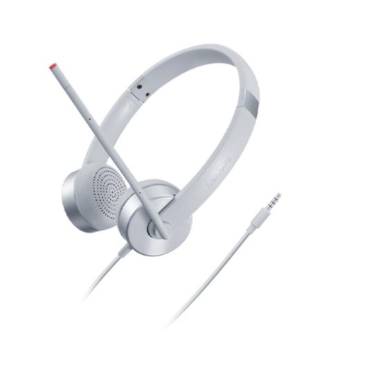 Auricular Lenovo 100 Stereo Analogue Headset Micrófono Giratorio Plata/Oficina