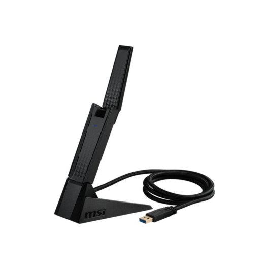 Adaptador USB WiFi MSI GUAXE54 AXE5400 Triple Banda WiFi 6E USB 2.0 Negro 102mm