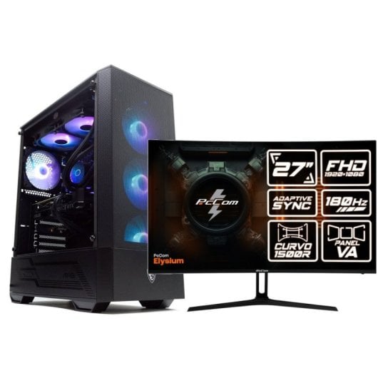 PcCom Ready Intel Core i7-14700KF / 32GB / 2TB SSD - RTX 5060 Ti 16GB + Monitor Curvo 27" 180Hz
