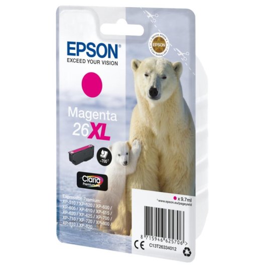 Cartouche Epson 26XL Magenta Original Haute Capacité 9,7ml 700 pages