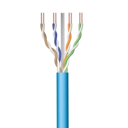 Cable de red Ewent IM1223 Cat6A 100m U/UTP Azul LSZH Eca PoE cobre sólido 500MHz