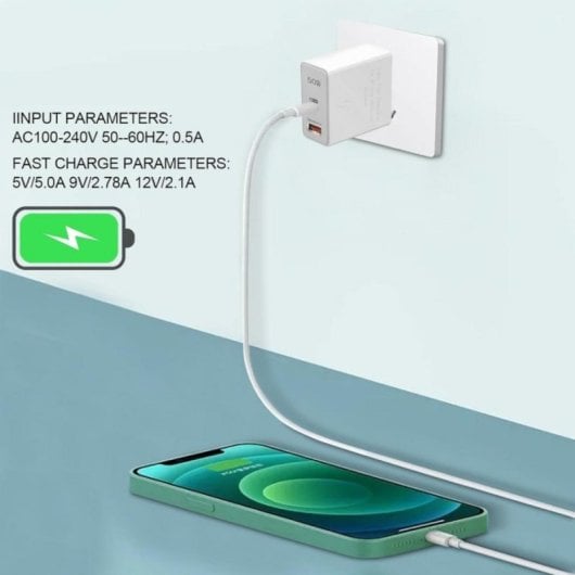 USB Doppel PD Ladegerät 45W Weiß USB Ladegerät USB Typ C USB Typ A