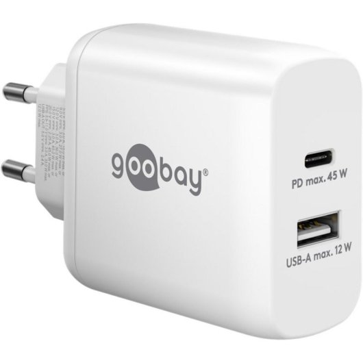 USB Doppel PD Ladegerät 45W Weiß USB Ladegerät USB Typ C USB Typ A