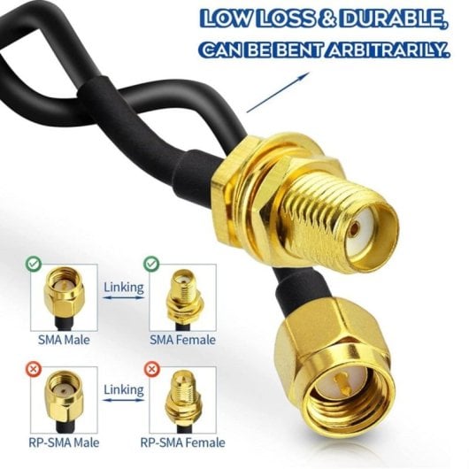 Cable de antena Valueline VGSP02010B20 SMA 2m 50 Ohm Negro PVC cobre alta calidad