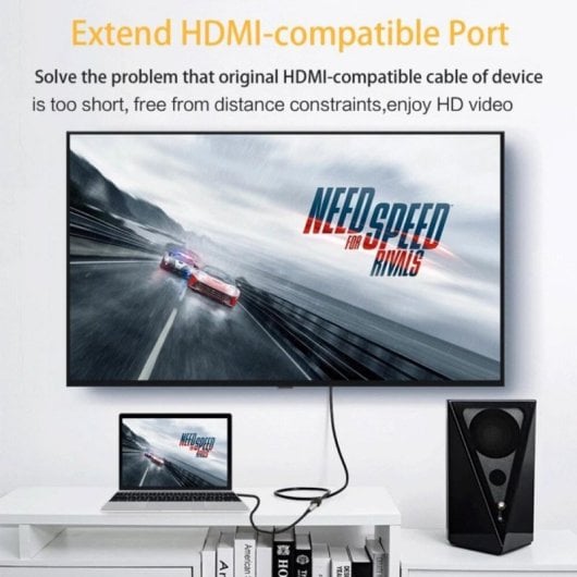 Cable Extensión HDMI Macho a Hembra 2m 4K Triple Blindaje Soporte HDR y Ethernet Negro