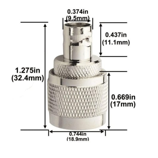 Adaptador UHF PL259 Macho a BNC Hembra Plateado Cumple RoHS 15g