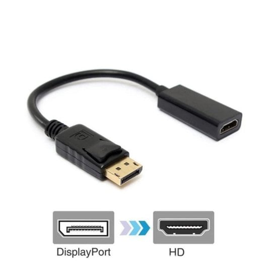 Adaptador DisplayPort a HDMI Negro Macho-Hembra 1080p Plug-and-Play 15 cm Universal