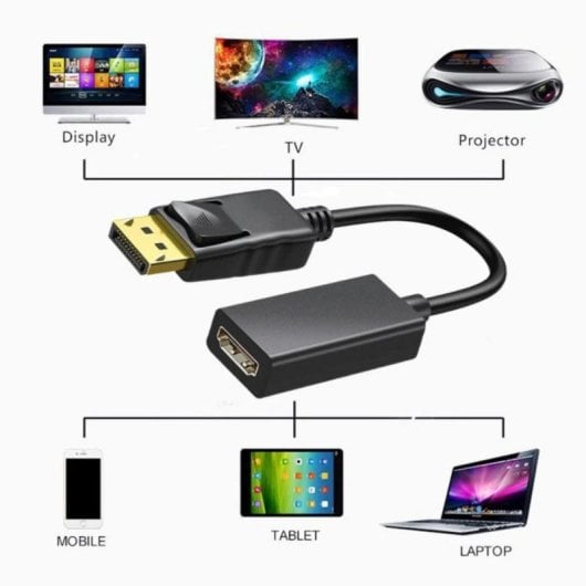 Adaptador DisplayPort a HDMI Negro Macho-Hembra 1080p Plug-and-Play 15 cm Universal