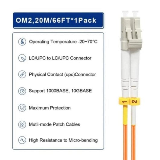 Cable fibra óptica Goobay 96134 LC a LC 3m OM2 dúplex naranja PVC para redes profesionales