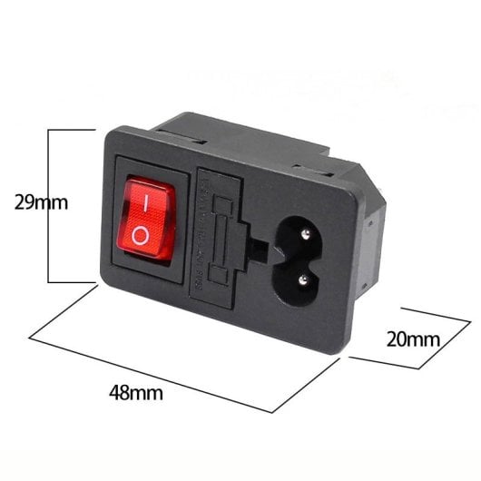 Conector Alimentacion C8 Iec 320 Ac Con Fusible Hembra  Negro 10 A