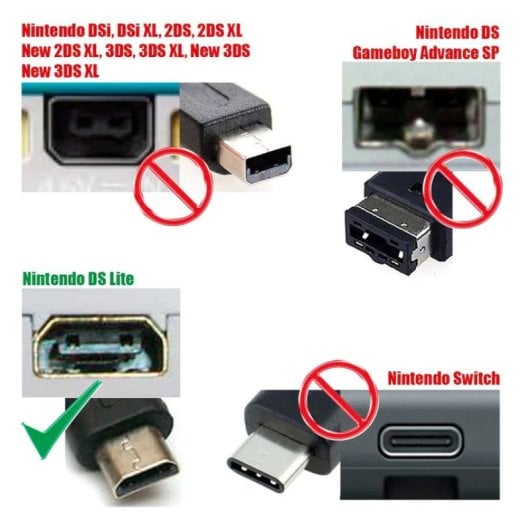 Adaptador De Corriente Compatible Con Nintendo Ds Lite  Negro