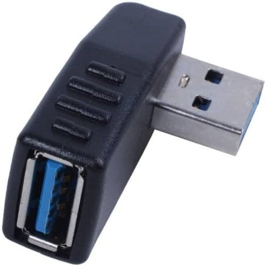 Adaptador Usb 3.0 Macho A Hembra Acodado Izquierdo  Negro