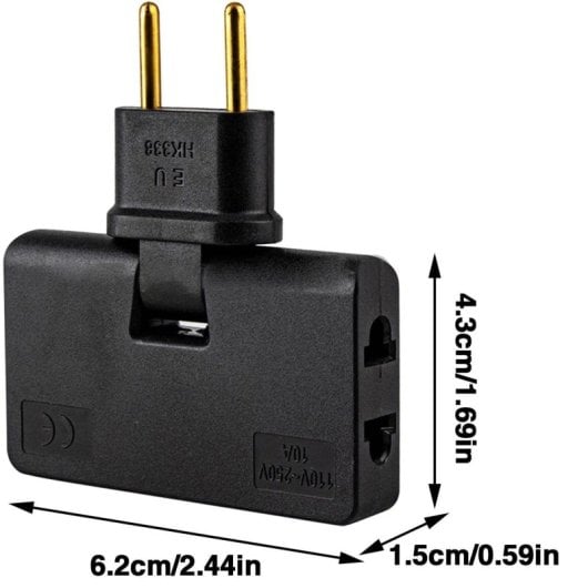 Adaptador Enchufe Plano De Toma De Pared  Negro 10 A
