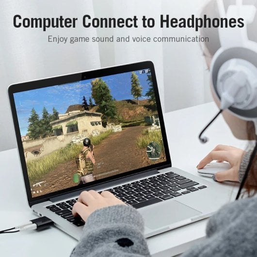 Adaptador Usb Tarjeta Sonido Microfono Auricular  Negro