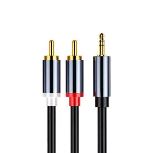 Cable Audio Estereo Jack 3.5 Macho - 2x Rca Macho Pro 0.50 M Negro