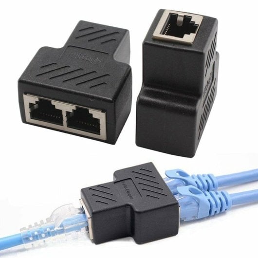 Adaptador Divisor De Red 1 Rj45 A 2rj45  Negro