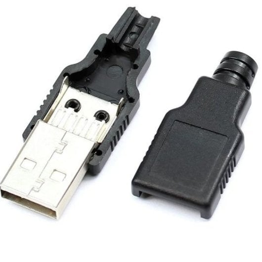 Conector Usb Tipo A Macho Soldadura 4 Pin  Negro