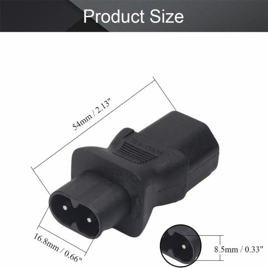 Adaptador Alimentacion C13 Hembra A C8 Macho  Negro