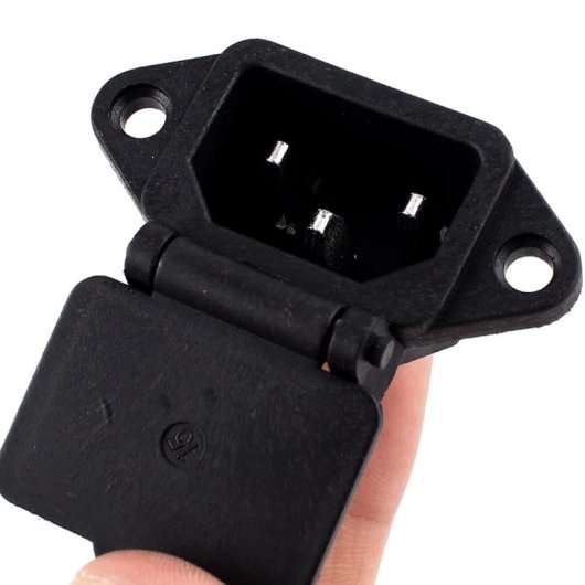 Conector De Alimentacion C14 Ac Macho Con Tapa  Negro 10 A