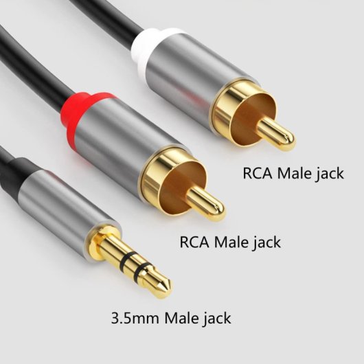 Cable Audio Estereo Jack 3.5 Macho - 2x Rca Macho Pro 2 M Negro